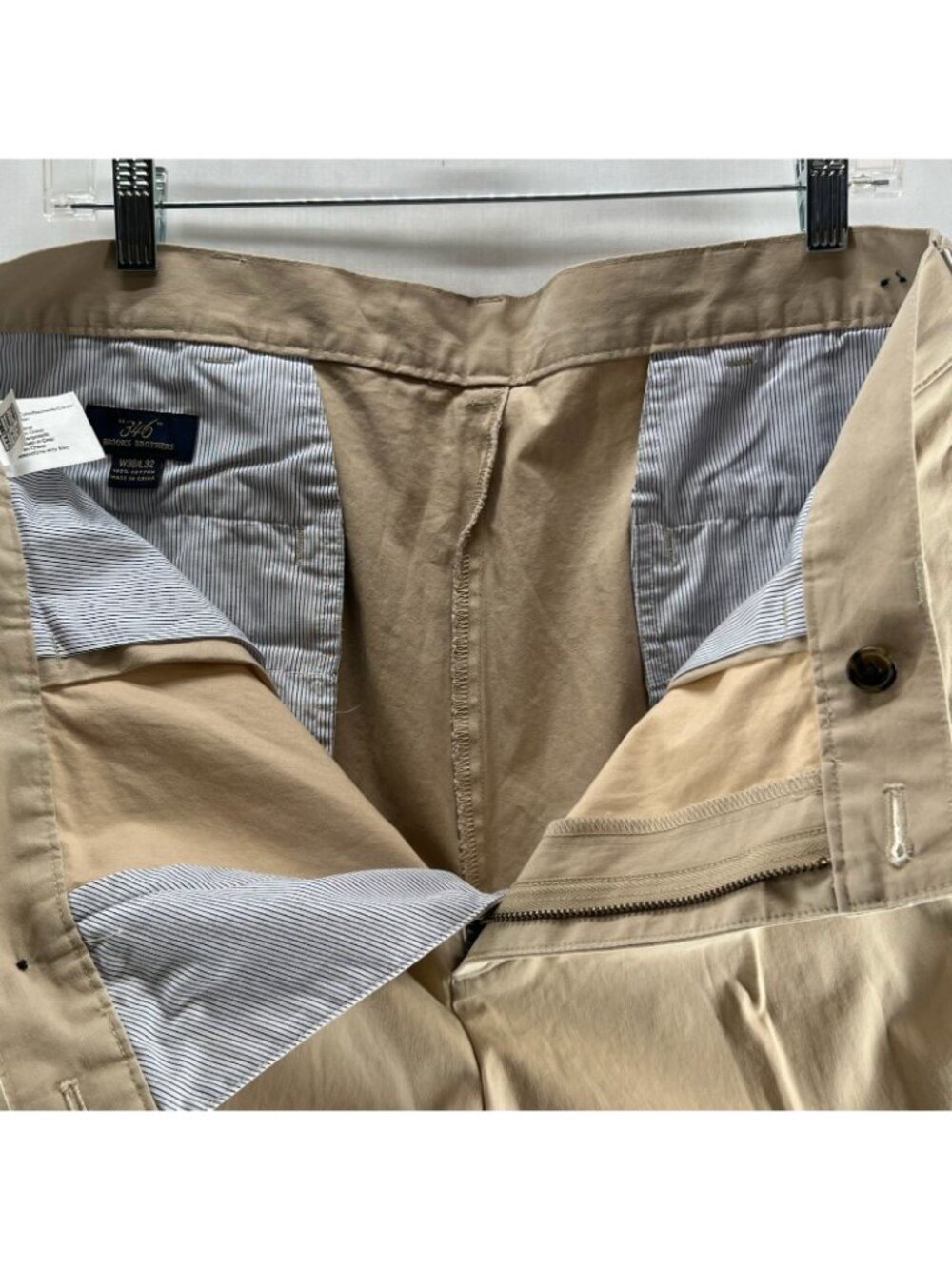 Brooks Brothers 346 Chino Pants Mens 36x32 Cotton Twill Pleated Cuffed Hem Beige - Picture 12 of 12